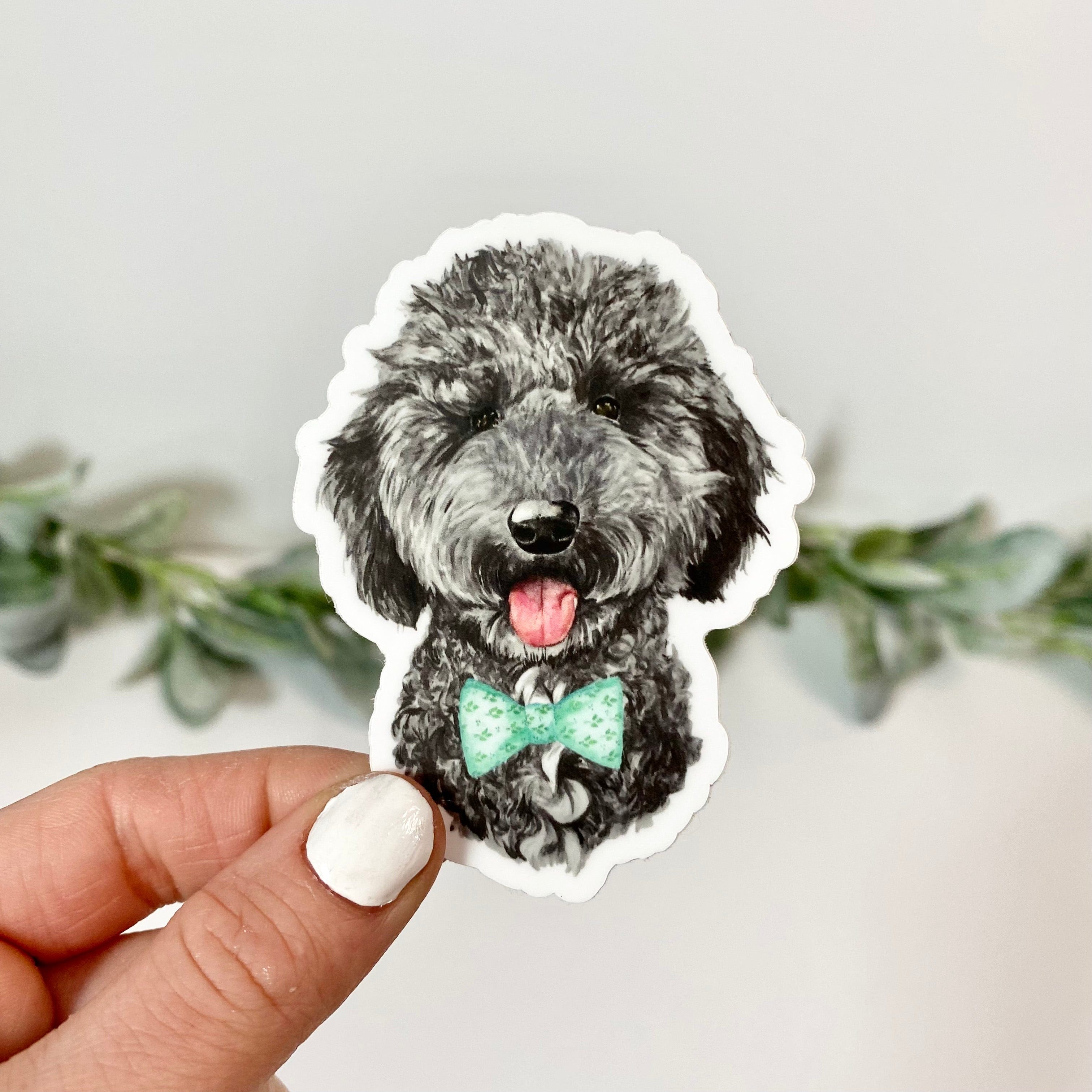  Black Goldendoodle With Bow Tie Sticker、mySite、ghnorth