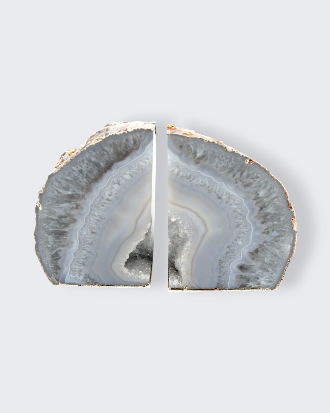 Antique Gilded Grey Agate Gemstone Geode Bookends、mySite、topwebapps