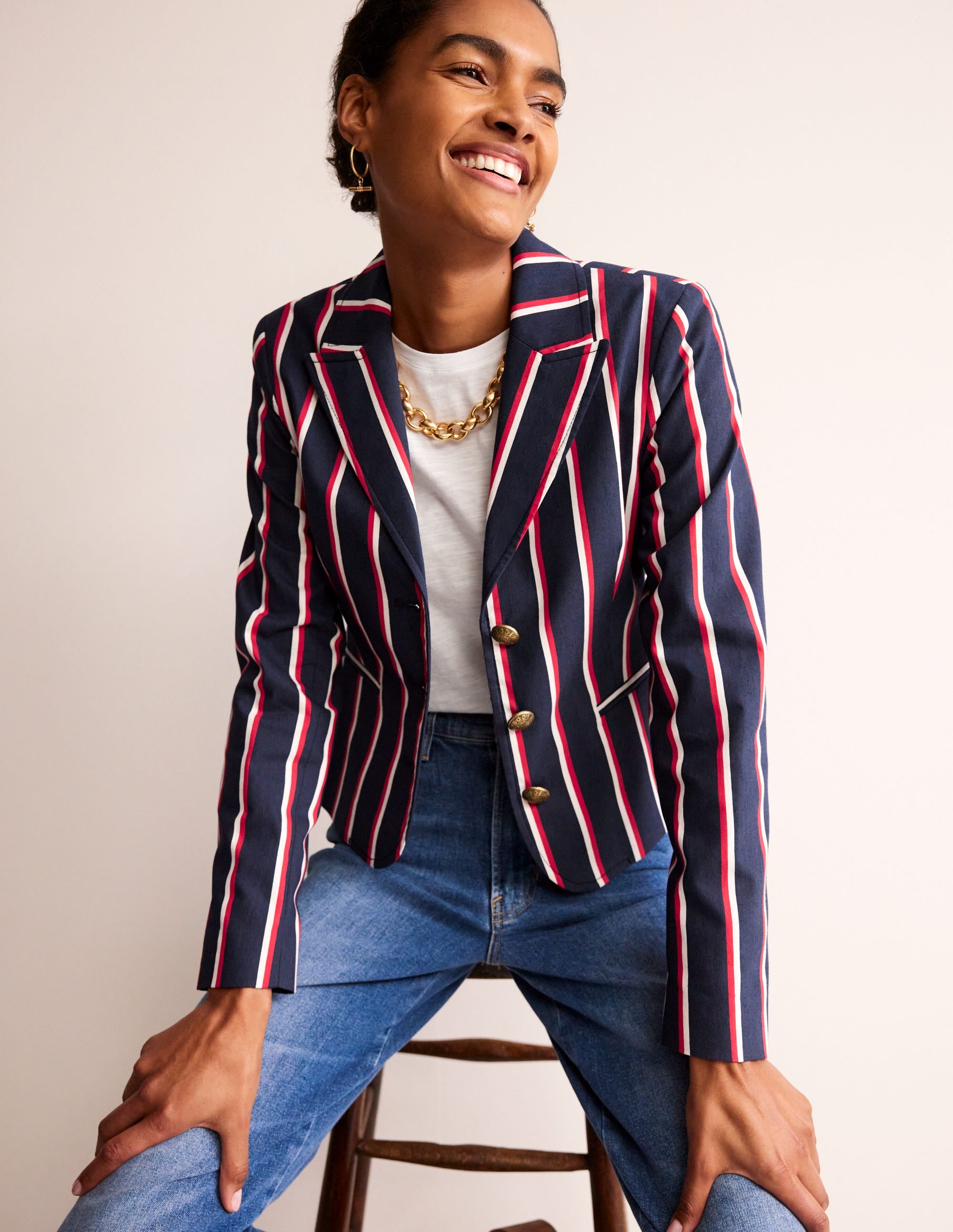  Canonbury Stripe Blazer-Navy, Red & White Stripe、mySite、ashleygrahame