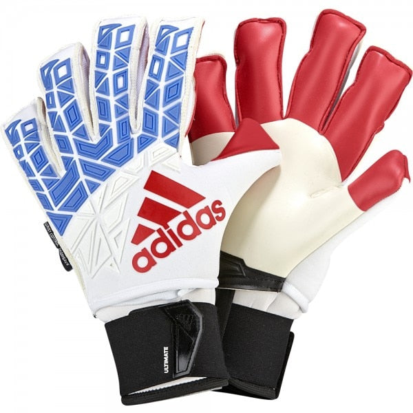adidas Men's ACE Trans Ultimate Fingersave Goalkeeper Gloves White/Blue/Red、mySite、noshort