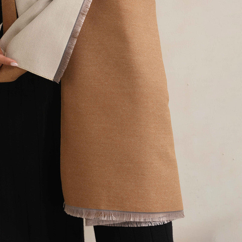 Woolen Solid Stole | Reversible | Brown、mySite、camillekostekn