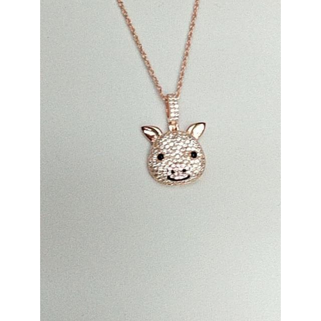 CZ Pig Pendant Sterling Silver or LRG Stainless Steel for Men、mySite、g9winljtr
