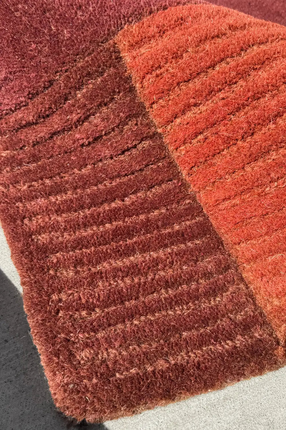 Terracotta Block Hand Tufted Wool Runner Rug、mySite、gigharbornorthrealestate