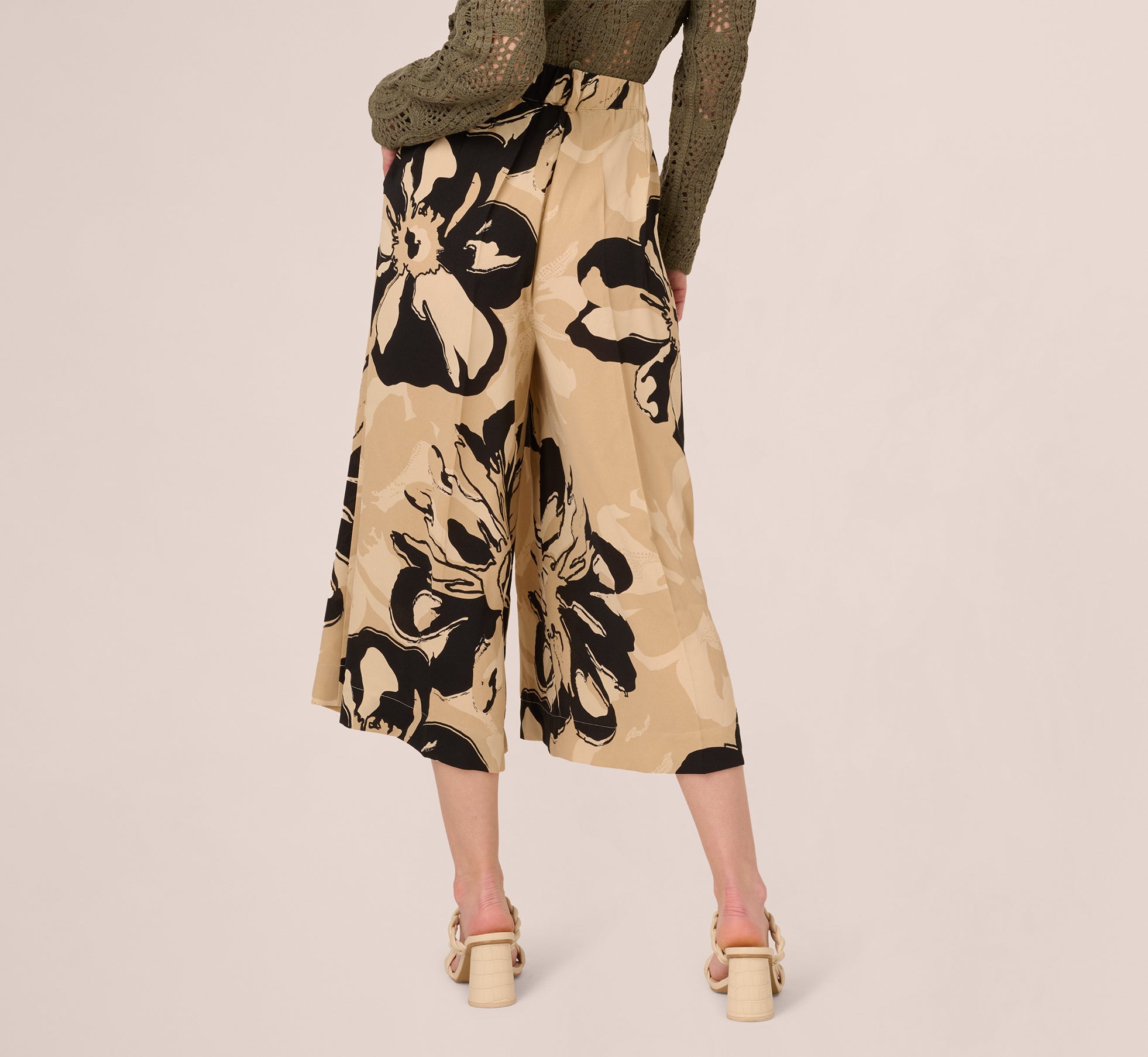 Floral Print Gaucho Pant In Khaki Black Sunset Floral、mySite、solidvoid