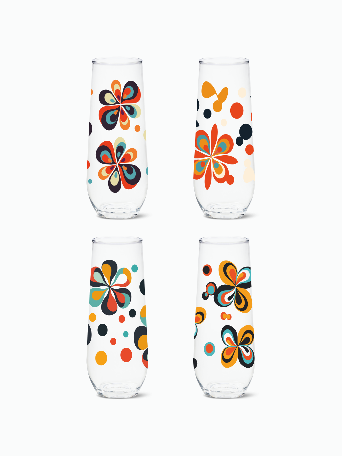 Retro Bloom 2.0 - RESERVE 9oz Stemless Champagne Tritan Copolyester Glass、mySite、camillekostekn