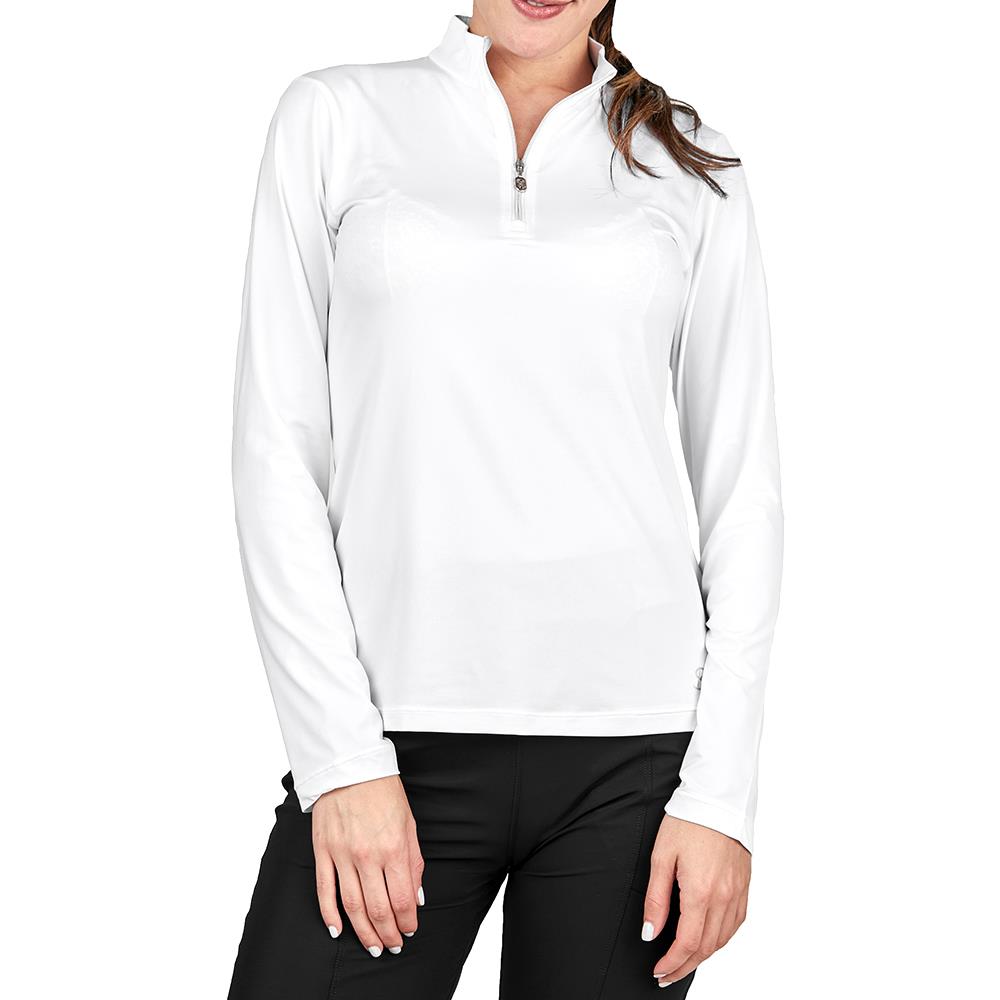 Sofibella Women's UV Feather 1/4 Zip Longsleeve - White