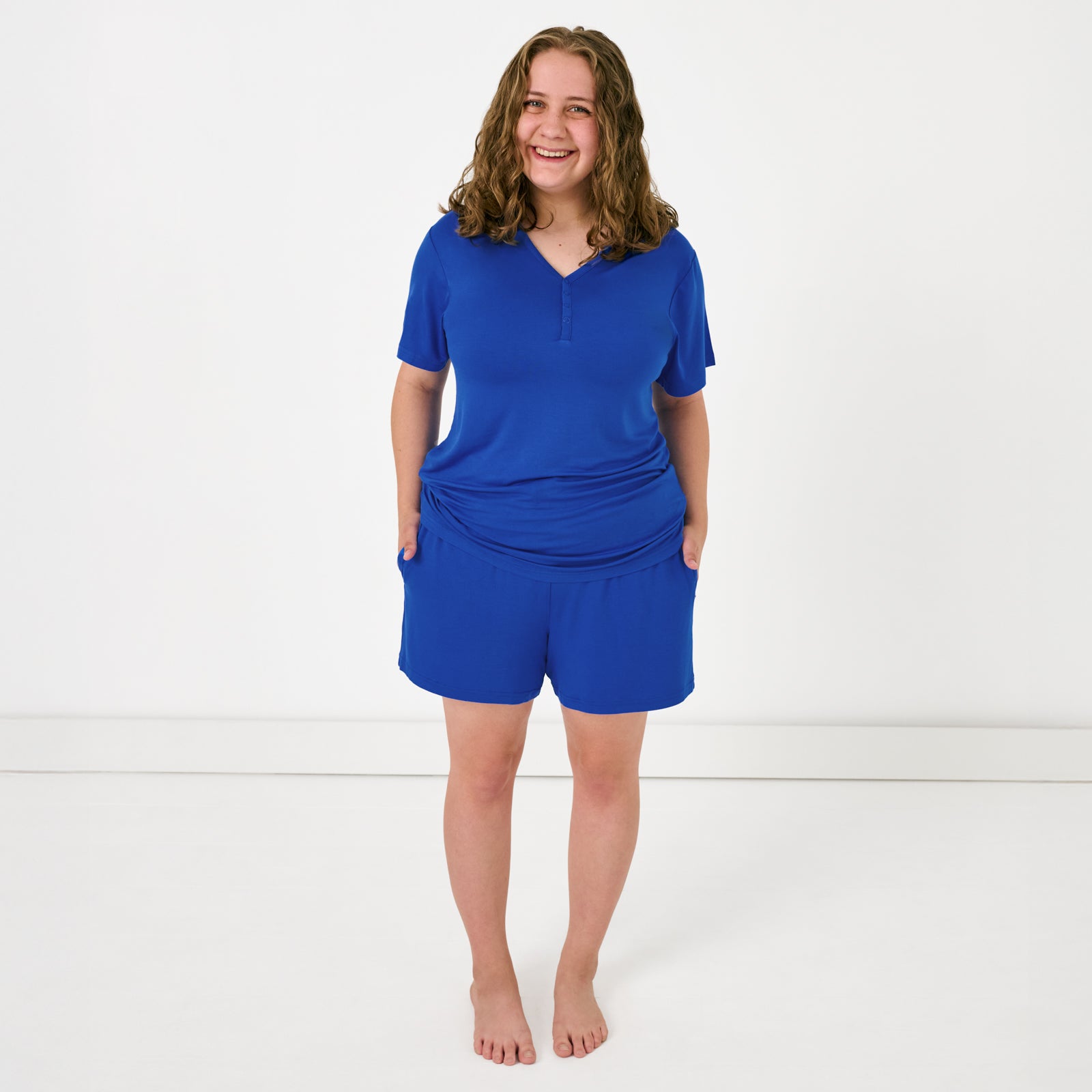  Electric Blue Women's Short Sleeve Pajama Top、mySite、layawaytickets