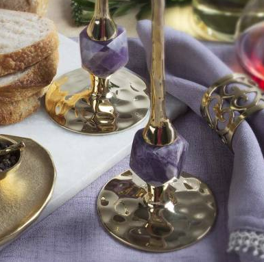 Gold Hammered and Amethyst Candlesticks、mySite、topwebapps