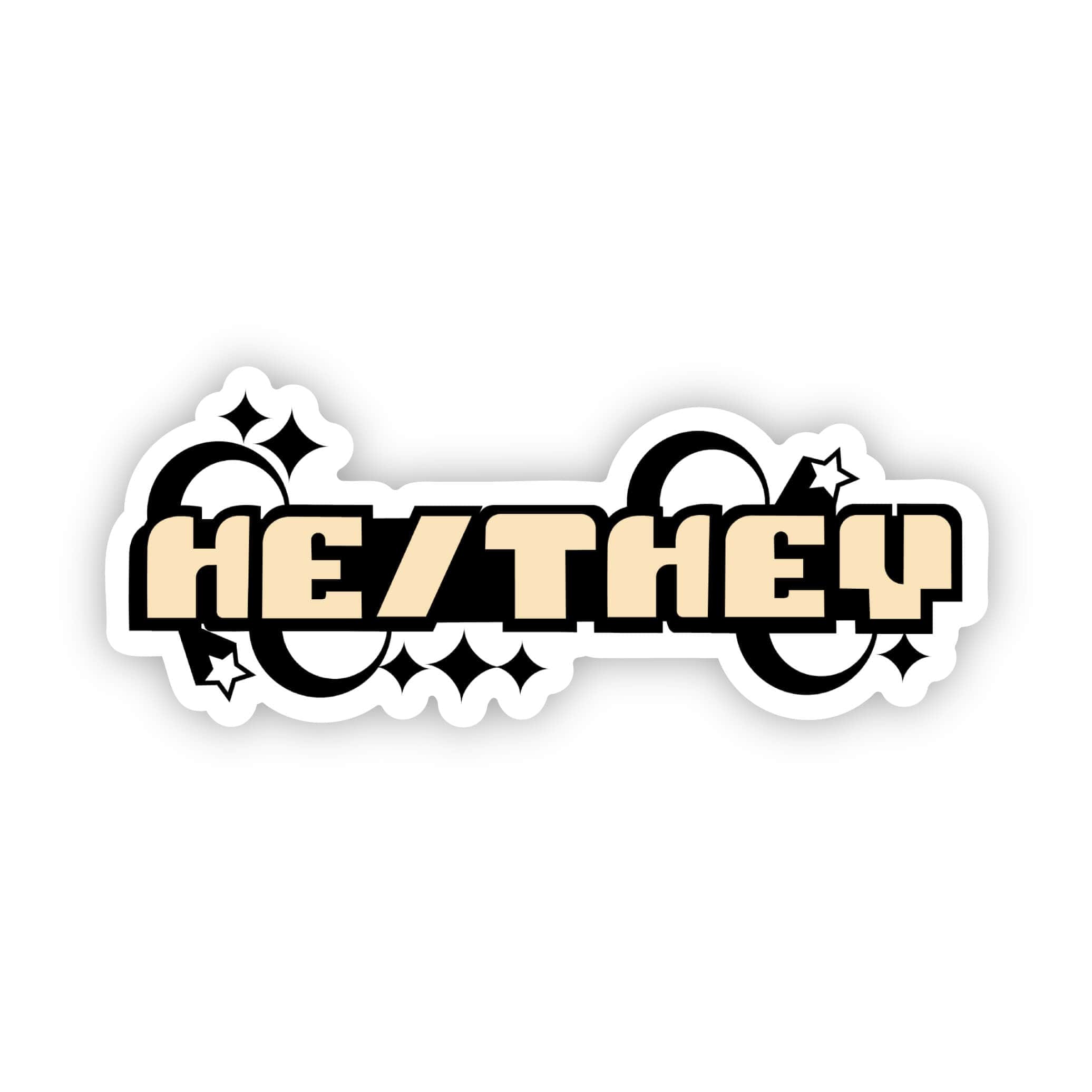  He They Pronoun Y2K LGBTQ Pride Sticker、mySite、ghnorth