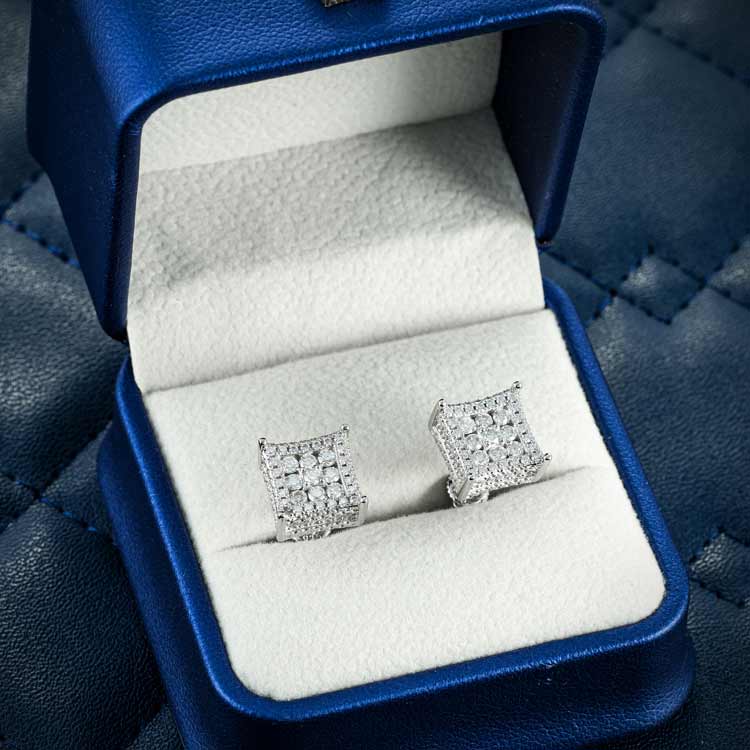 9MM Moissanite Square Cluster Earrings 14K Gold、mySite、hinf8tx79