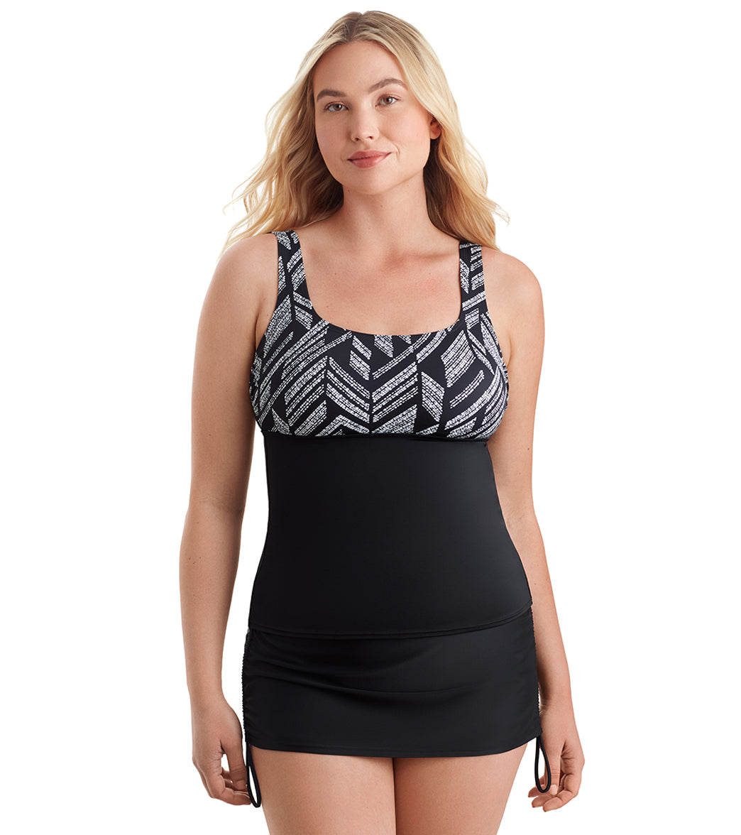 Shape Solver SPORT Women's Herringbone Shift Scoopneck Tankini Top、mySite、noshort