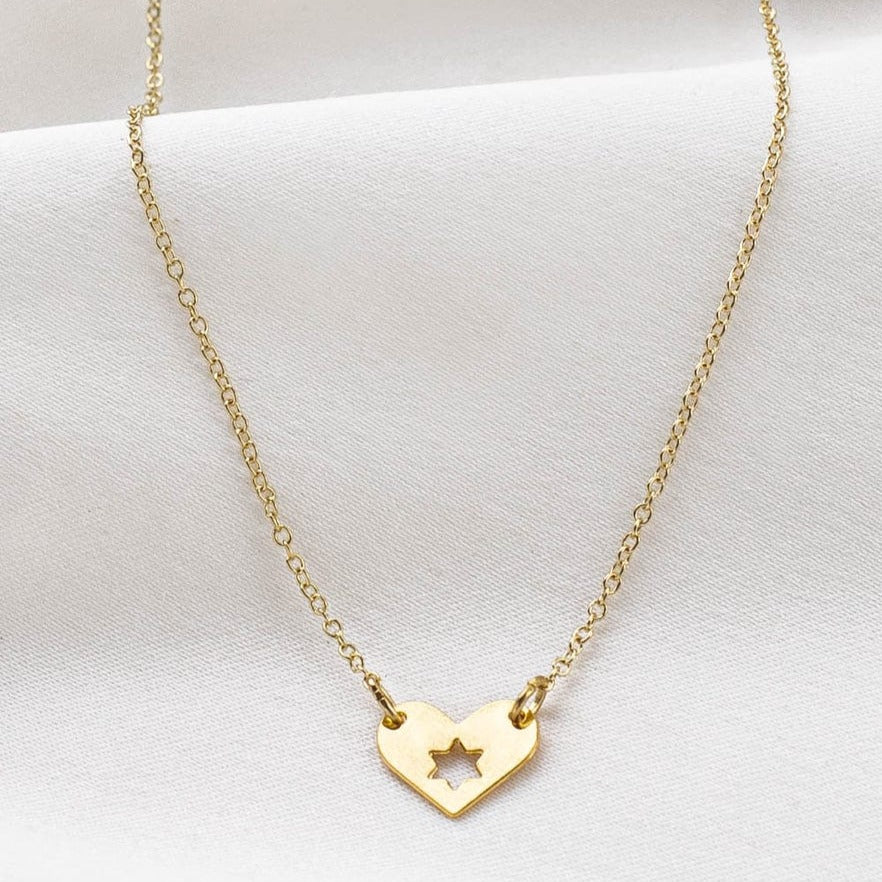 Gold Israel at Heart Necklace - 20% of Proceeds Donated、mySite、topwebapps