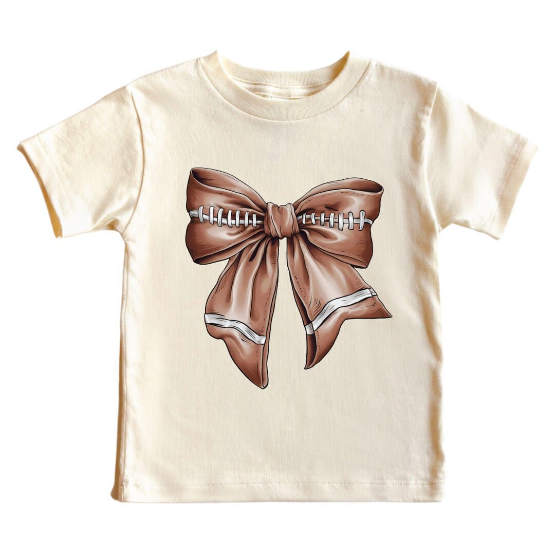  Football Bow Kids Graphic Tee | Natural、mySite、layawaytickets