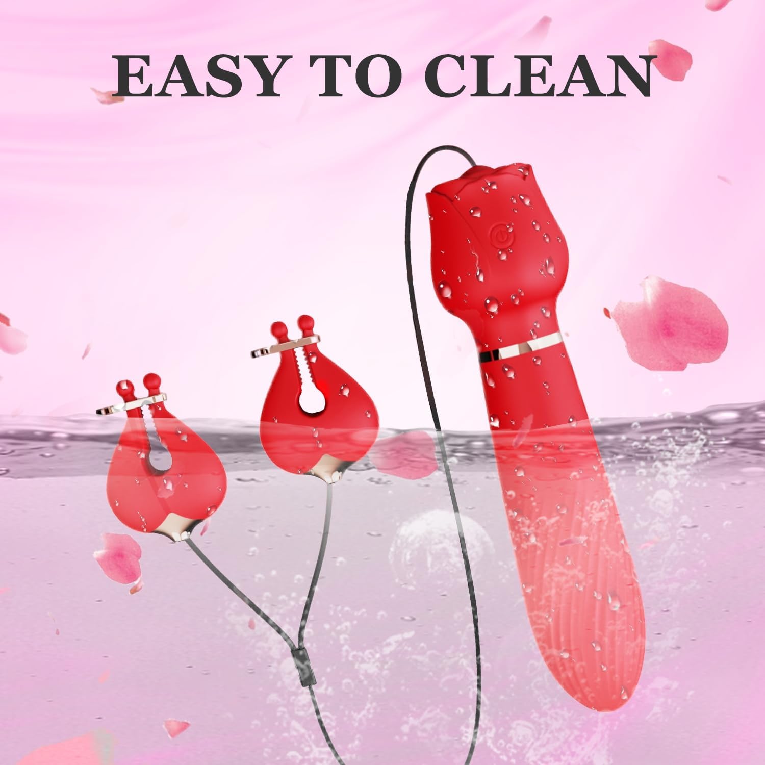 Rose 2 in 1 Nipple & Clitoral Vibrator | 10 Vibration Modes | USB、mySite、bottomscart