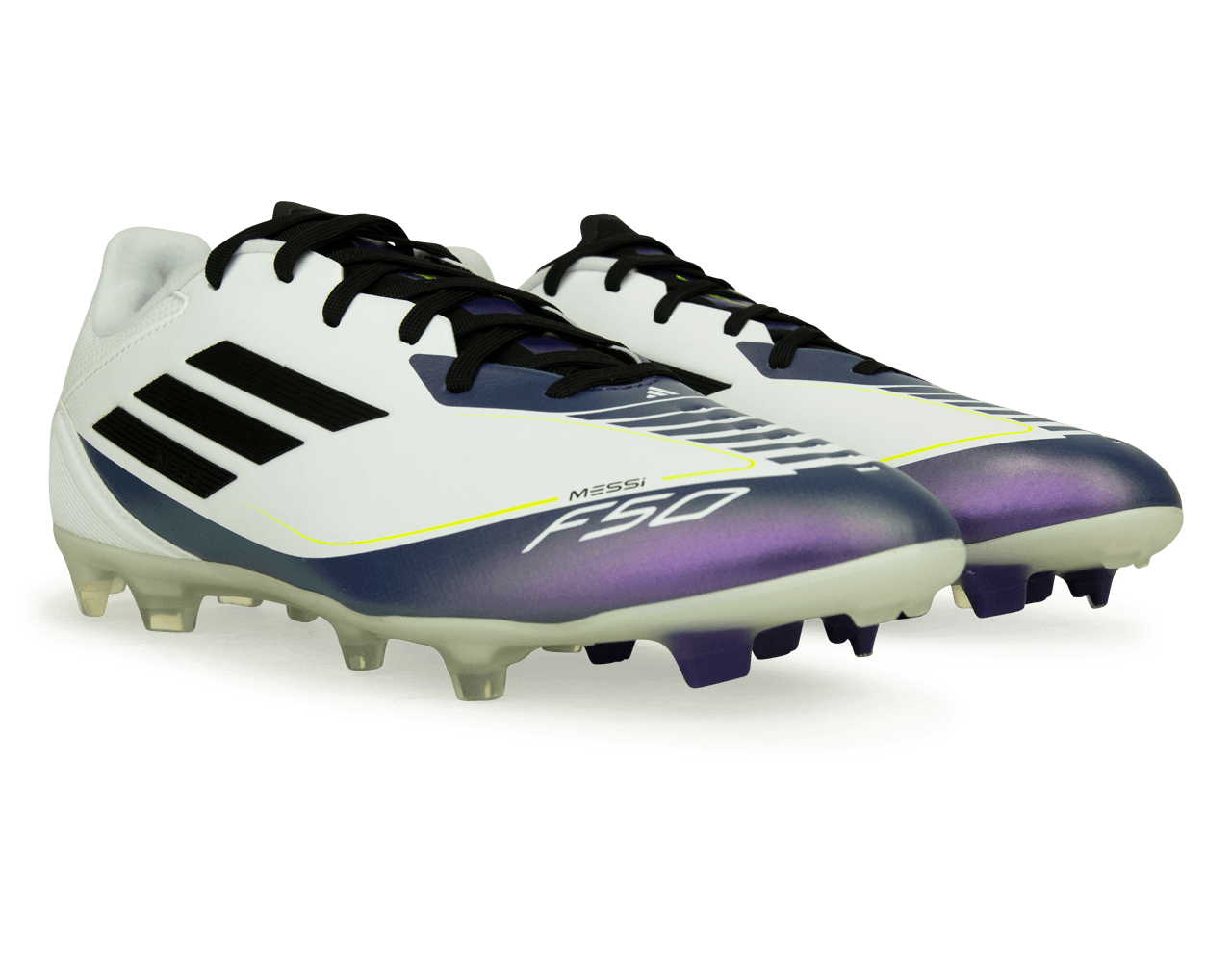 adidas Men's F50 League Messi FG/MG White/Black/Purple、mySite、bottomscart