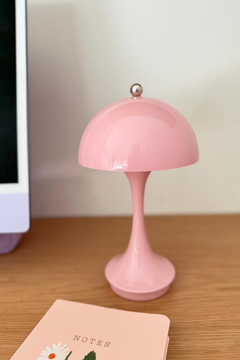 Pink Mushroom Shape LED Portable Cordless Table Lamp、mySite、hinf8tx79