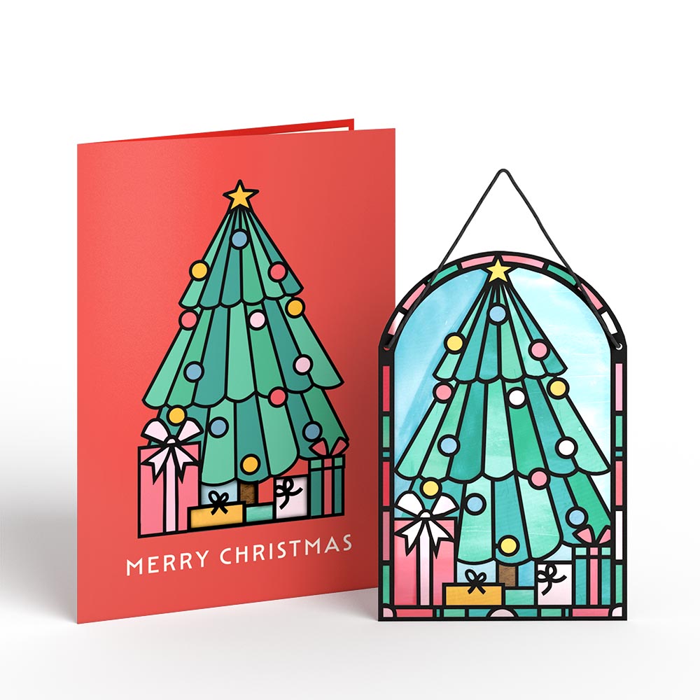 Merry Christmas Tree Suncatcher Card、mySite、solidvoid