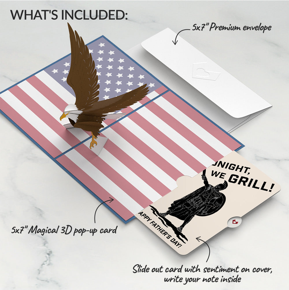 Patriotic Eagle Father's Day Pop-Up Card and Spartan Grilling Sentiment Set、mySite、solidvoid