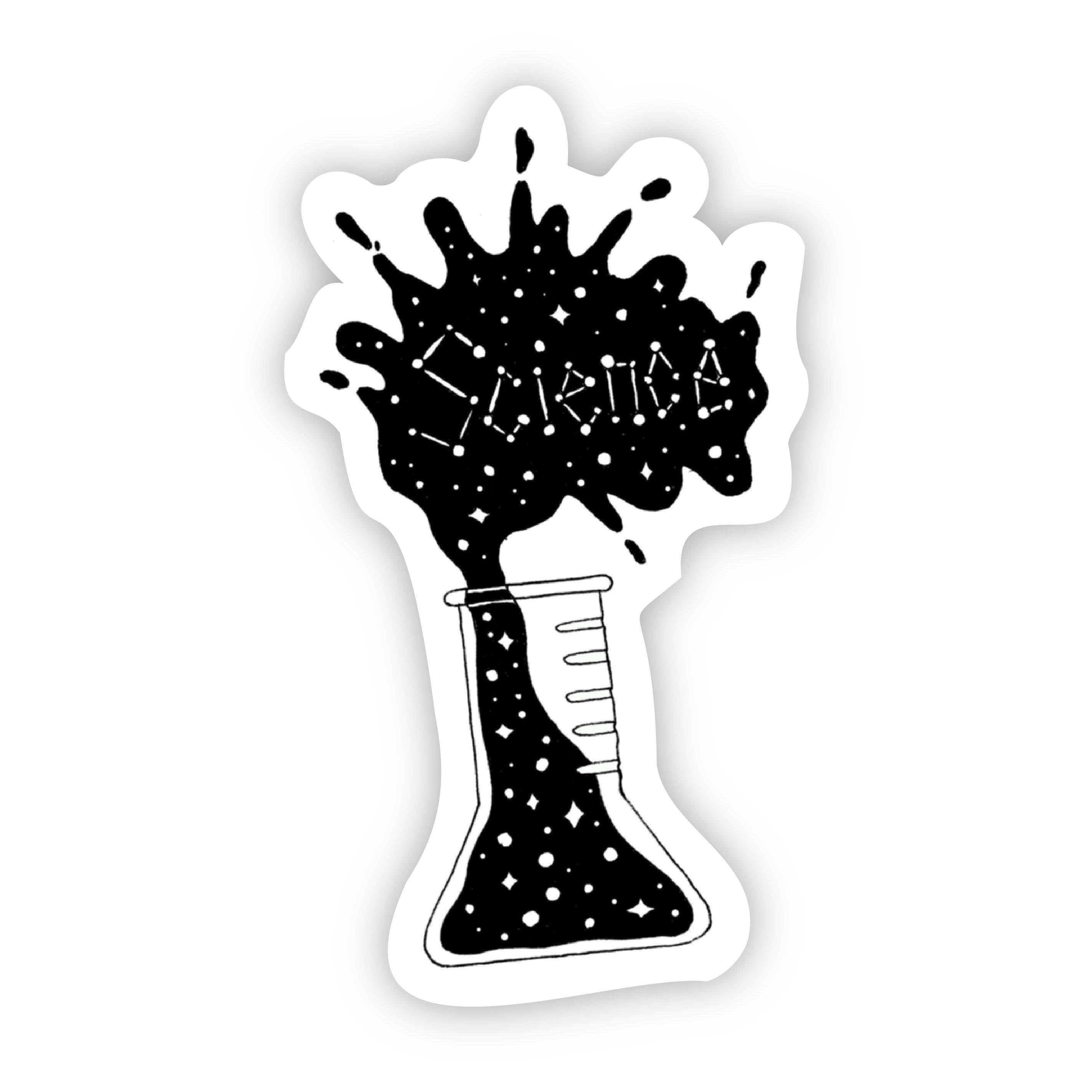  Science Beaker Sticker Black & White、mySite、elrpsem3k
