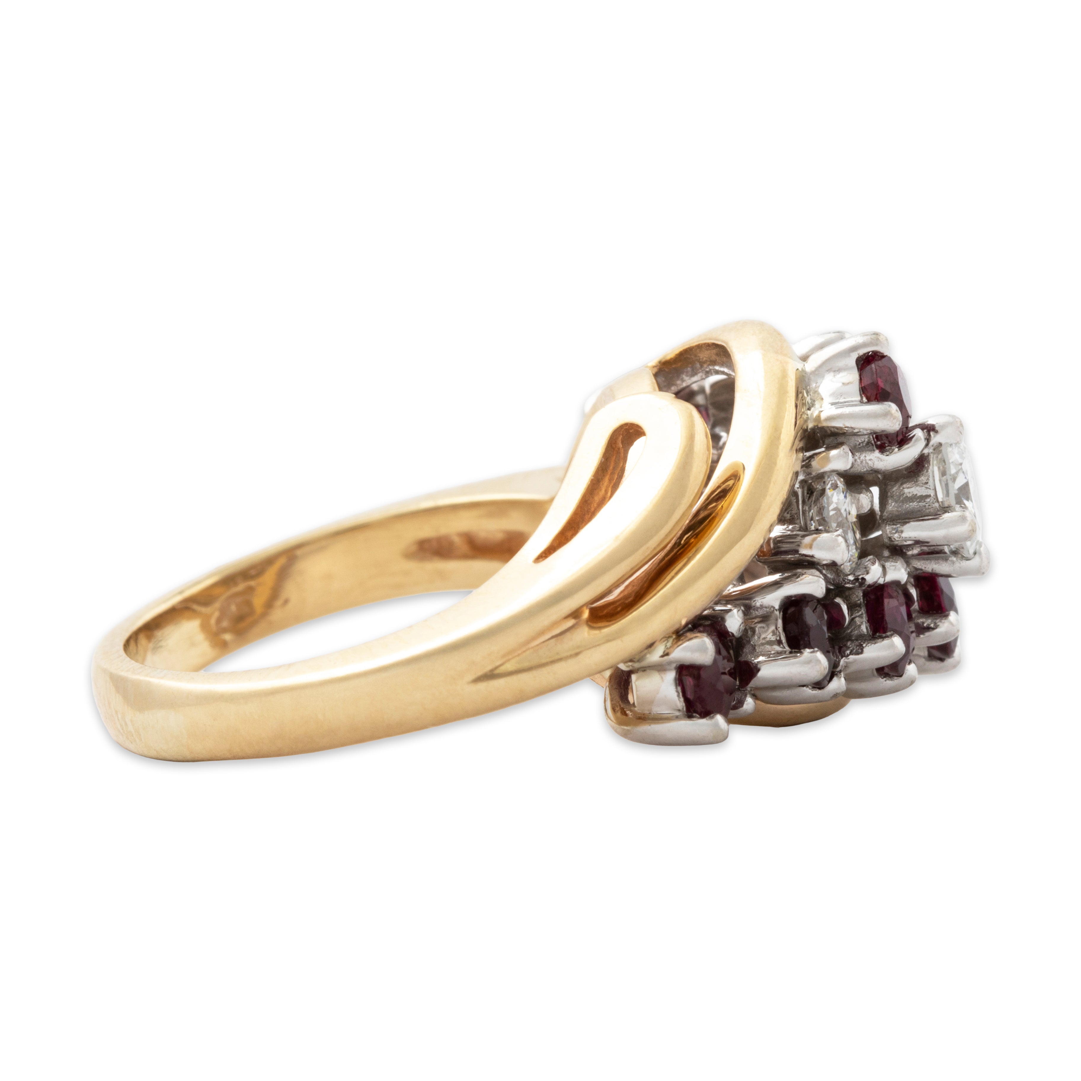 Vintage 14k Yellow Gold 1cttw Ruby .50cttw Diamond High Set Cocktail Ring 4.75、mySite、hinf8tx79