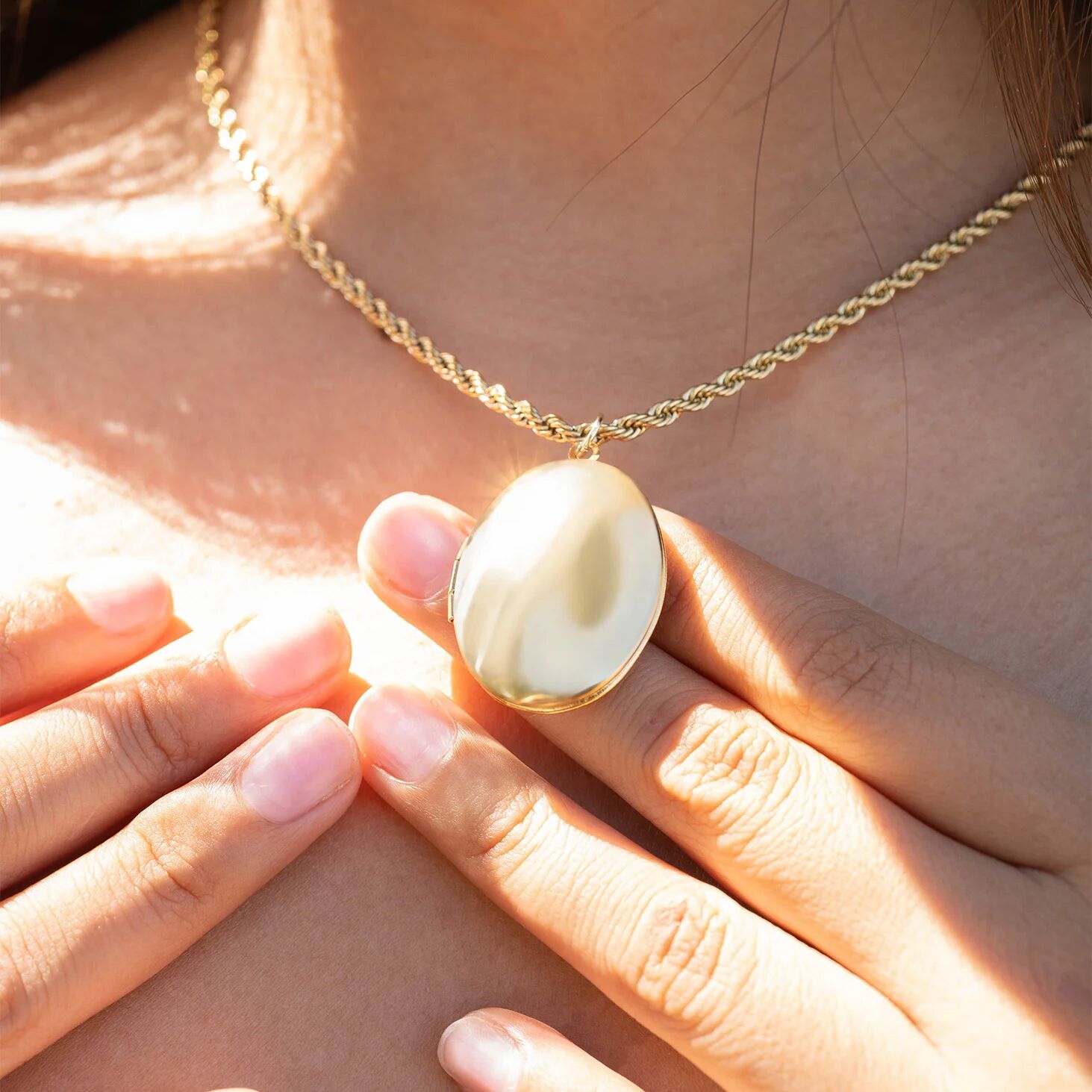 18K Gold PVD Stainless Steel Oval Locket / PDL0243、mySite、dreamappss