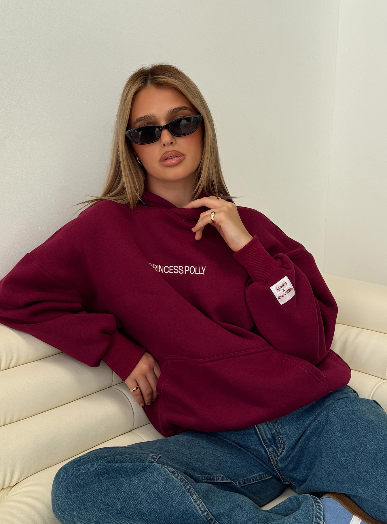 Princess Polly x Butterfly Foundation Charity Merch Hoody Wine、mySite、solidvoid