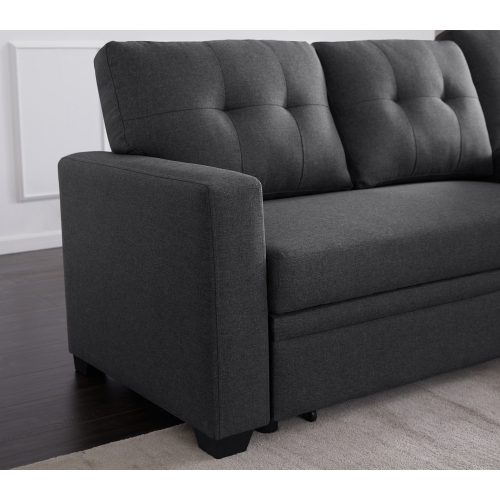 Upholstered Pull out Sectional Sofa with Chaise、、casual