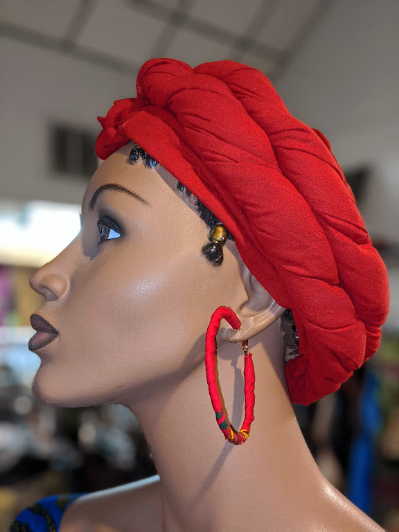 Red African Print Hoop Earrings-DPJ3975X、mySite、solidvoid