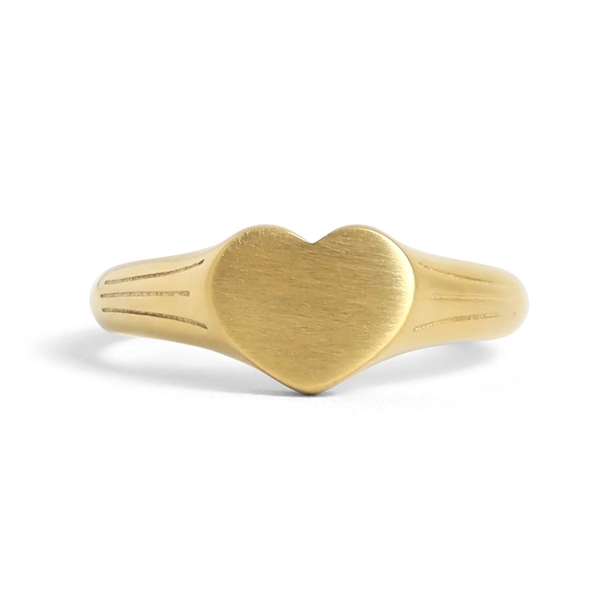18K Gold PVD Stainless Steel Blank Engravable Heart Signet Ring / ESR0004、mySite、dreamappss