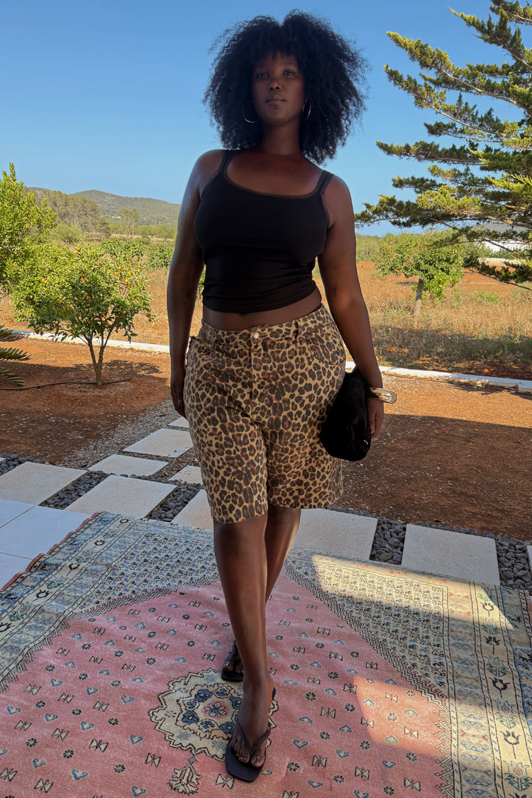 Leopard Lucia Scallop Pocket Long Shorts、mySite、solidvoid