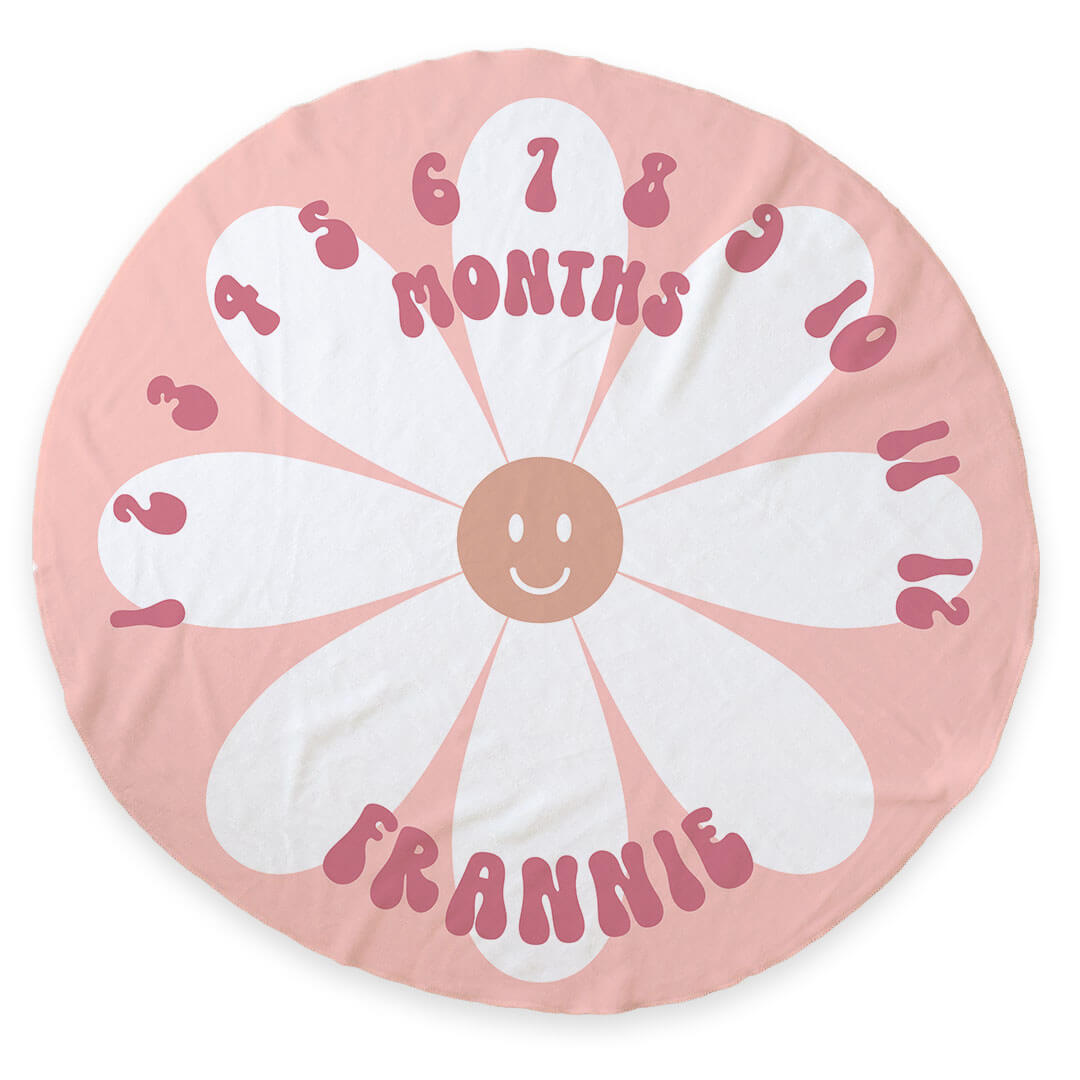  Personalized Round Milestone Blanket | Smiley Daisy、mySite、layawaytickets