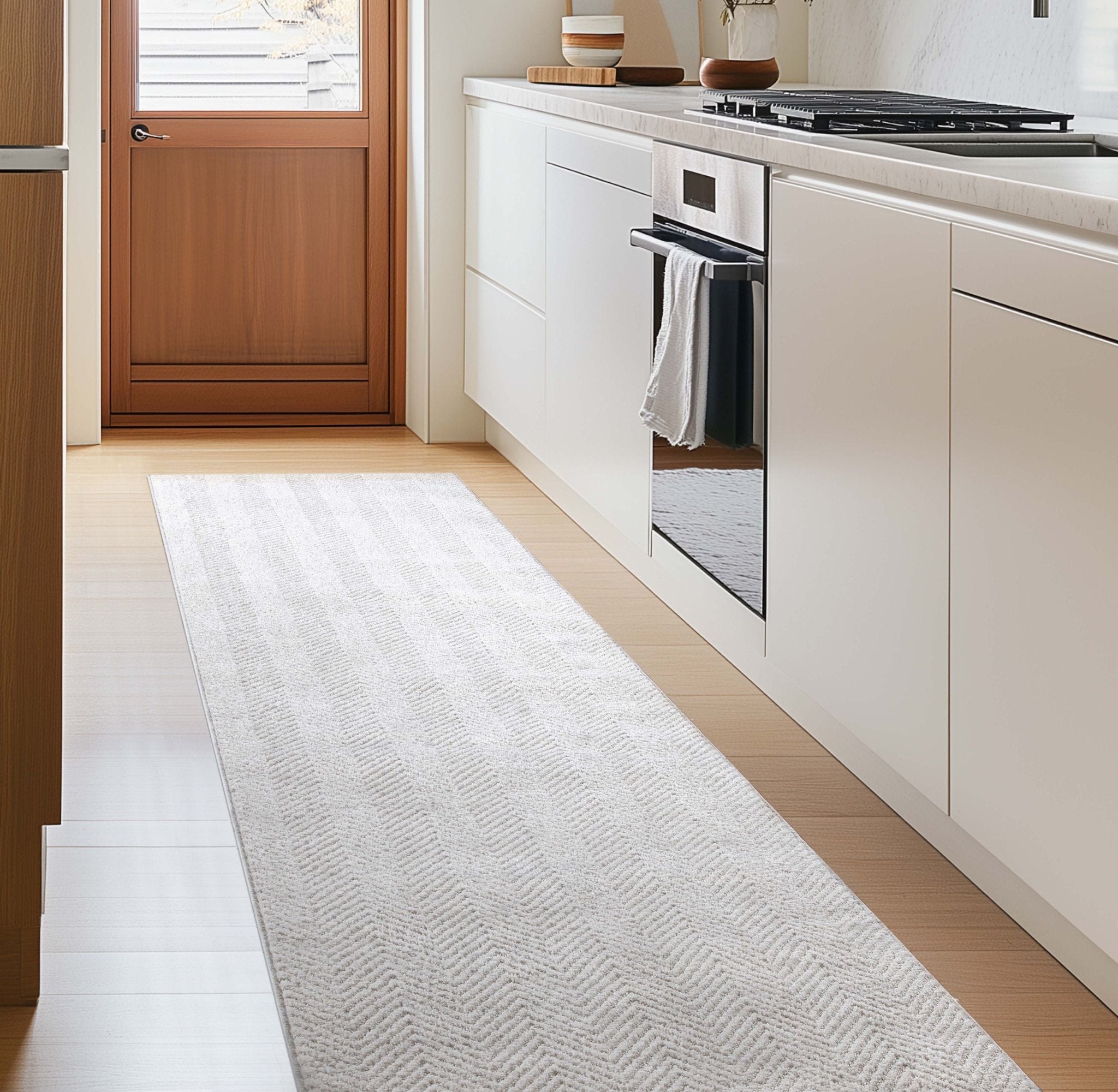 Custom Size Runner Pompeii Modern Ivory Choose Your Width x Choose Your Length Hallway & Stair Runner Rug、mySite、gigharbornorthrealestate