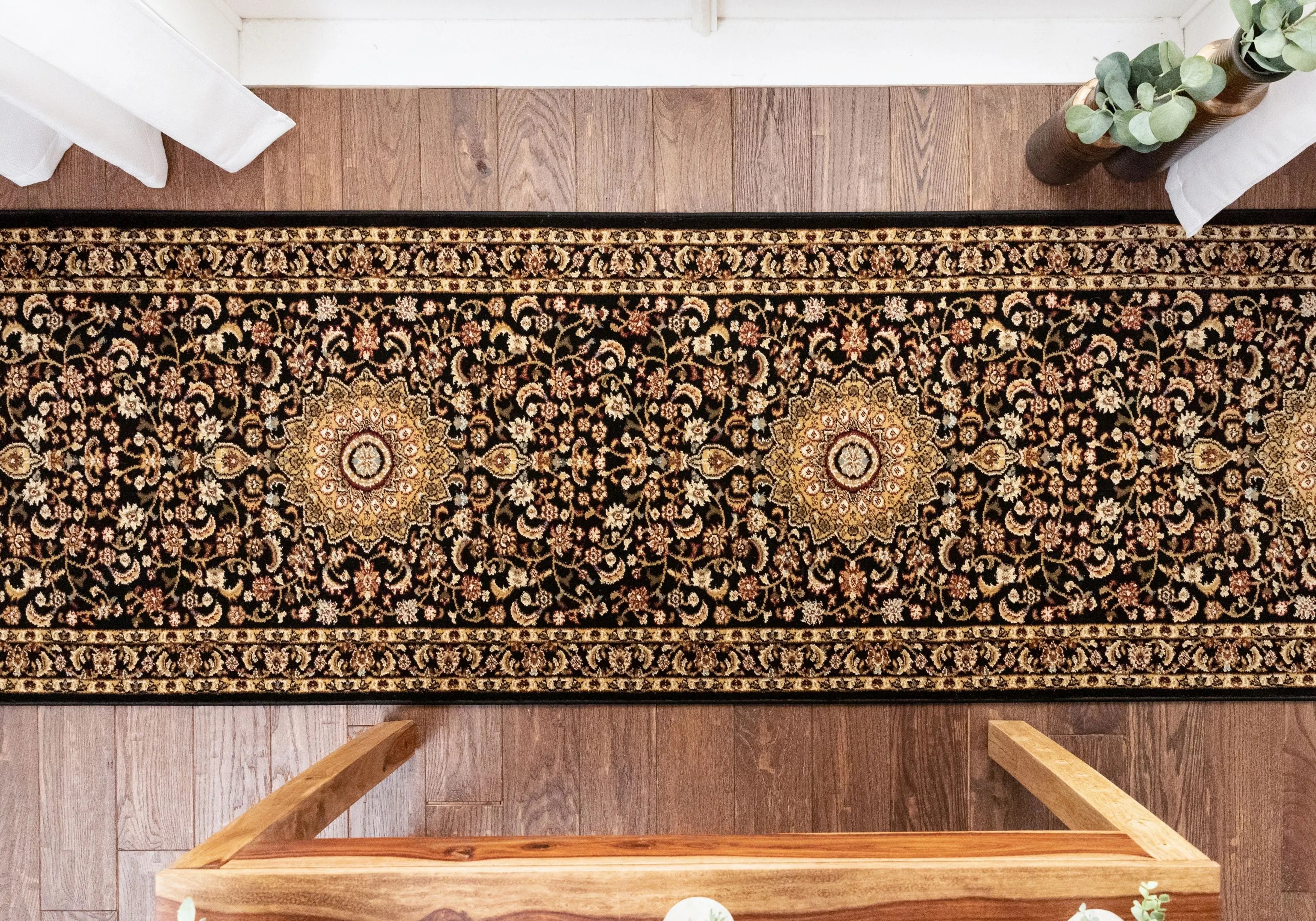 Aviva Custom Size Runner Traditional Black Choose Your Width x Choose Your Length Hallway Runner Rug、mySite、gigharbornorthrealestate