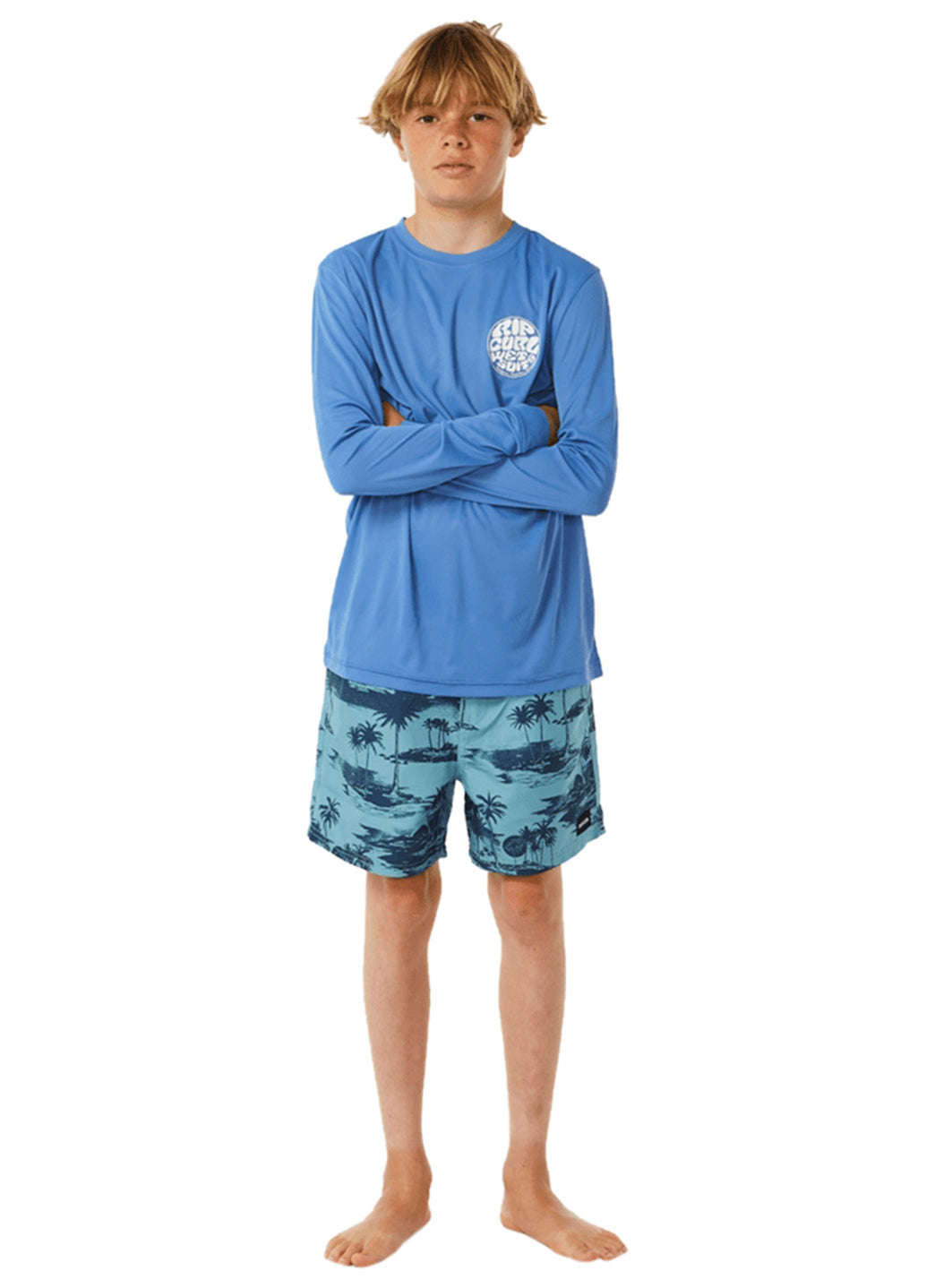 Rip Curl Boys' Icons Surflite UPF 50 Long Sleeve Rash Guard (Big Kid)、mySite、noshort