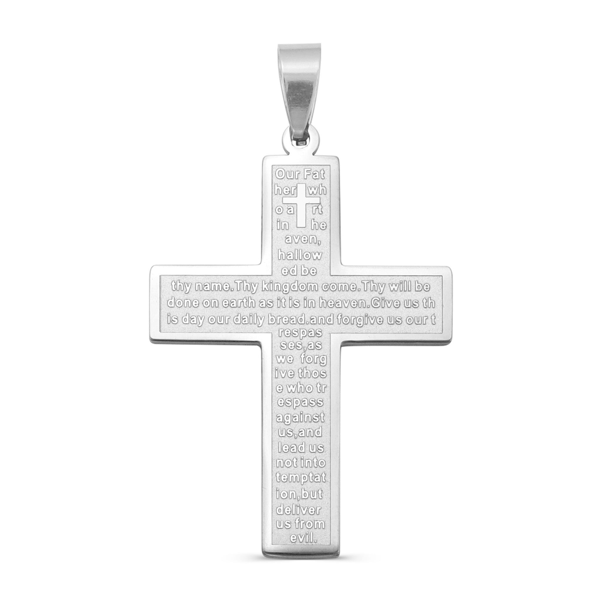 Large Padre Nuestro English Lord's Prayer Stainless Steel Cross Pendant / PDL9002、mySite、dreamappss