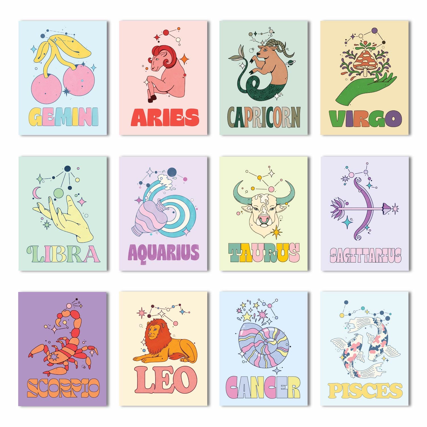  Zodiac Signs Cards 12 Pack、mySite、ghnorth