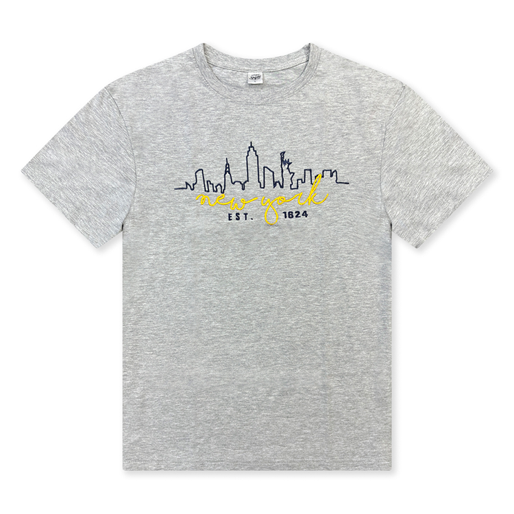 Script Skyline NEW YORK Embroidered T-Shirt (4 Colors)、mySite、vikingsvslions