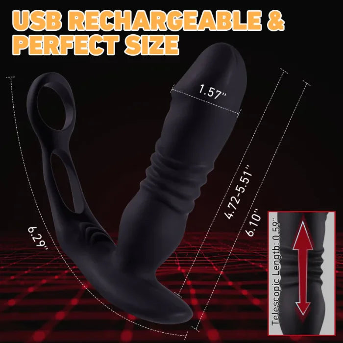 P12 Anal Thrusting Vibrator | 16 Muliti Modes | Dual Cock Ring | Usb、mySite、bottomscart