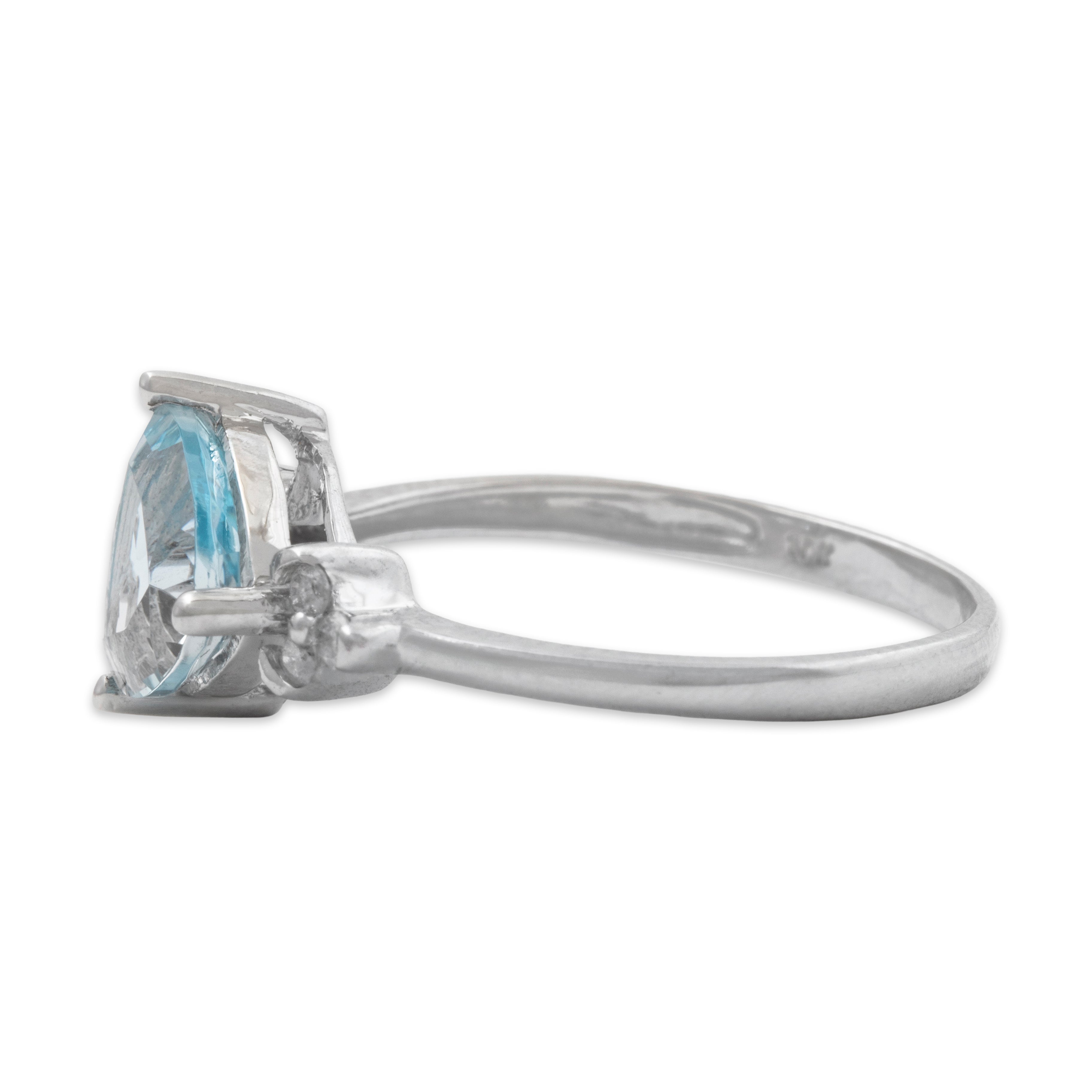 Vintage 10k White Gold 1.5ct Topaz Diamond Flashing Trillion Cut Ring 7.25、mySite、hinf8tx79