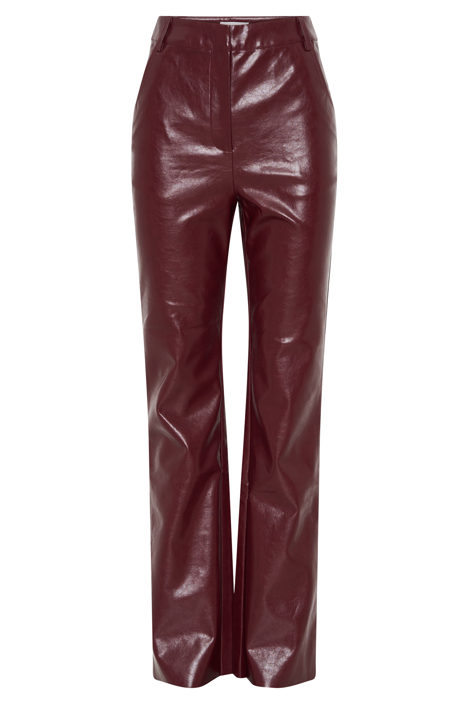 Tyra Straight Leg Faux Leather Pants - Cherry Red、mySite、solidvoid
