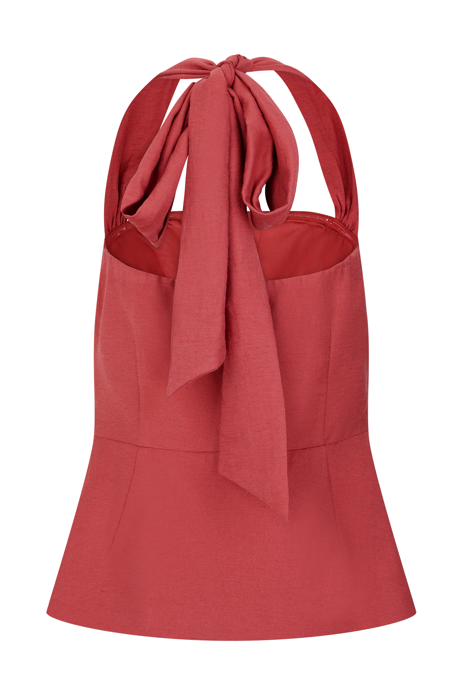 Kallie Linen Peplum Halter Top - Burnt Rose、mySite、solidvoid