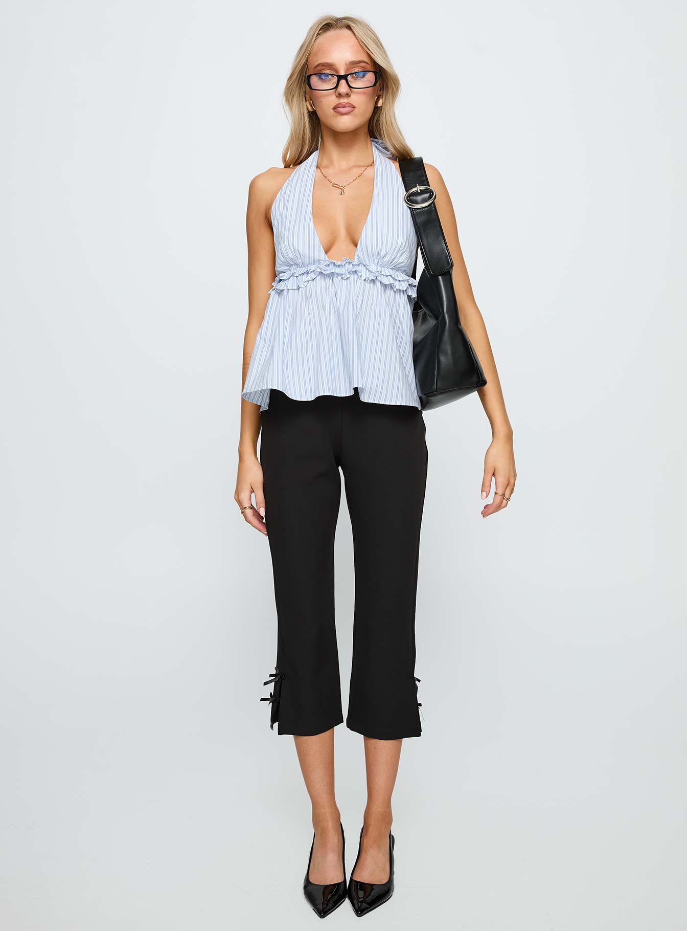 Nautique Halter Ruched Top Blue Stripe、mySite、solidvoid