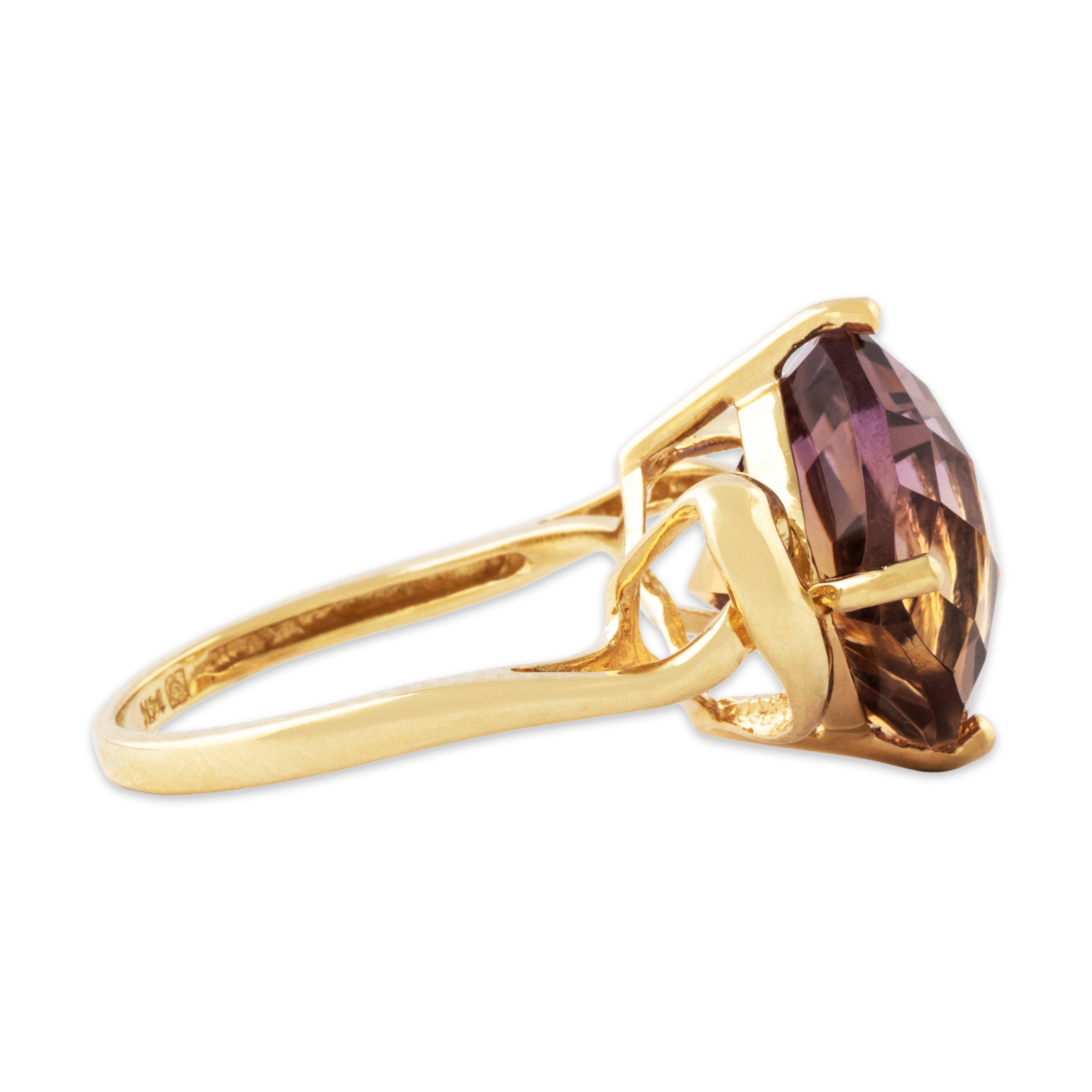 Vintage Heavy 14k Gold 8.5ct Ametrine Checkerboard Cocktail Ring 7.25、mySite、hinf8tx79