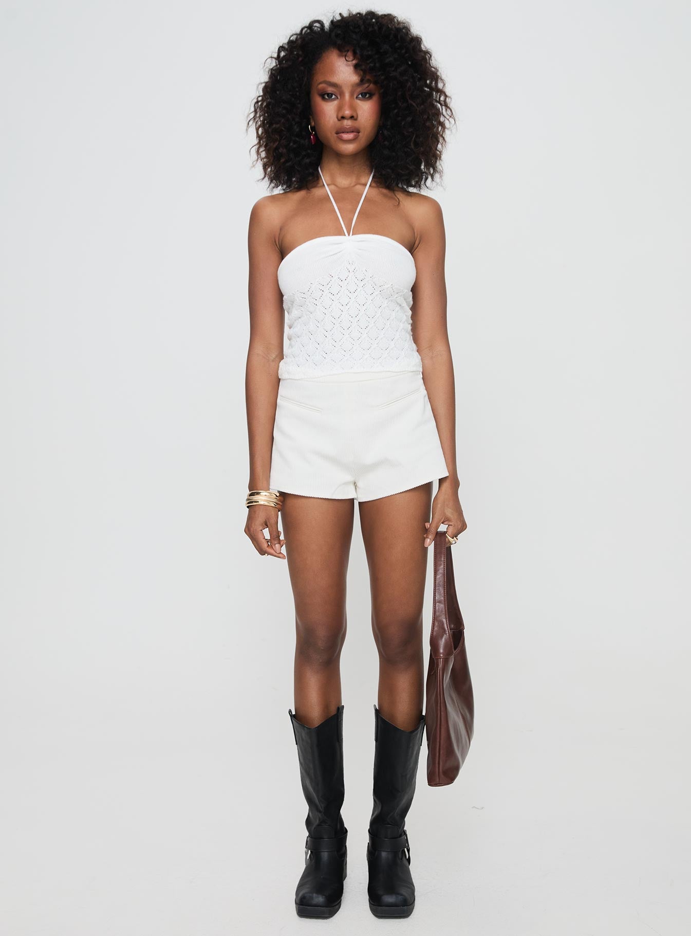 Grigio Cord Shorts Ivory、mySite、solidvoid