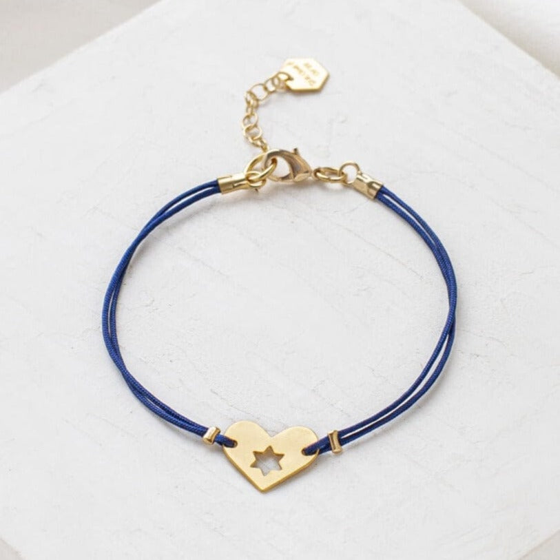 Gold and Dark Blue Israel at Heart Bracelet - 20% of Proceeds Donated、mySite、topwebapps