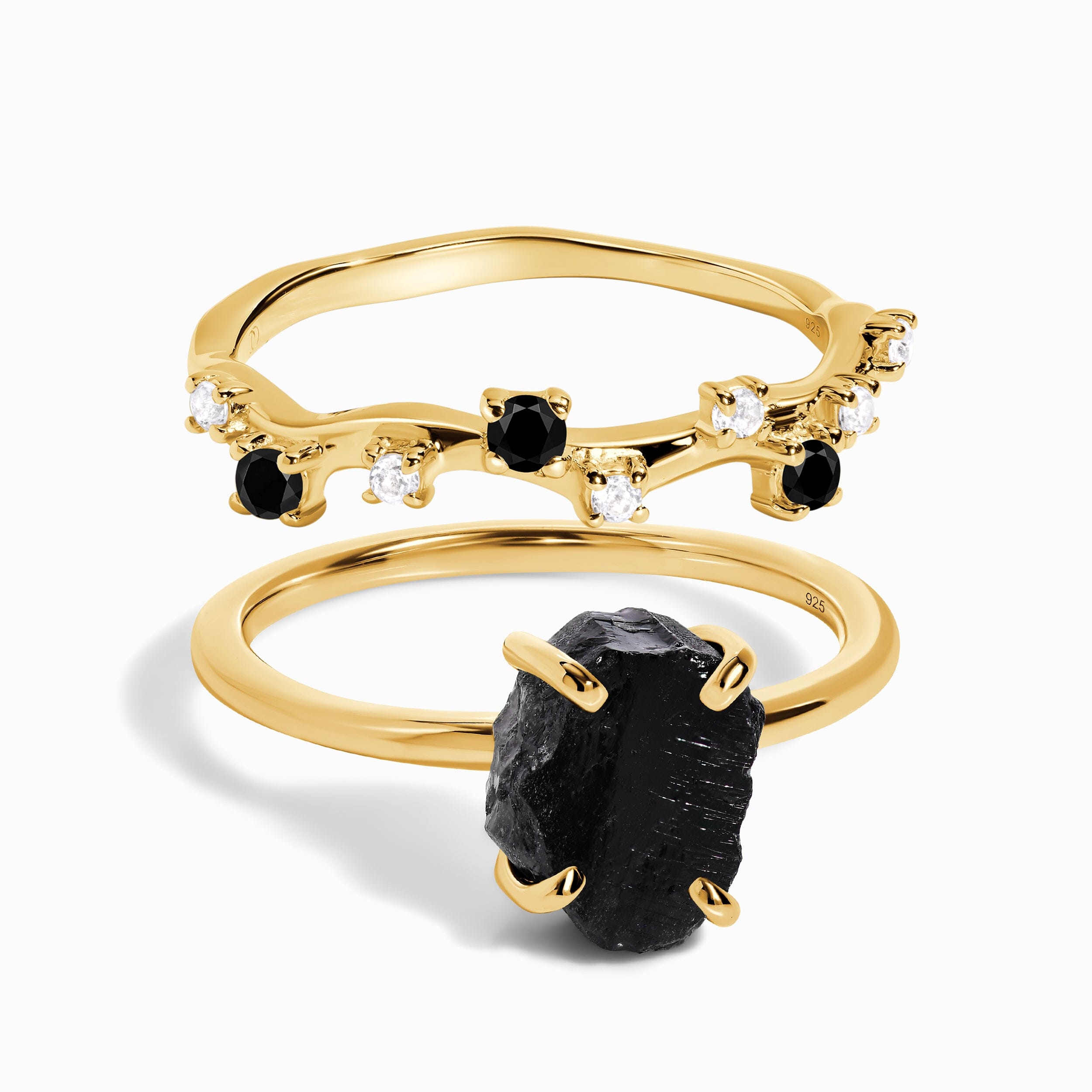 Petite Black Obsidian Ring & Black Onyx Stardust Band、mySite、hinf8tx79
