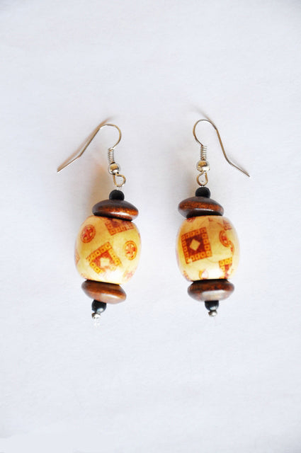 African Wooden Earrings with unique patterns-DPJ233、mySite、solidvoid