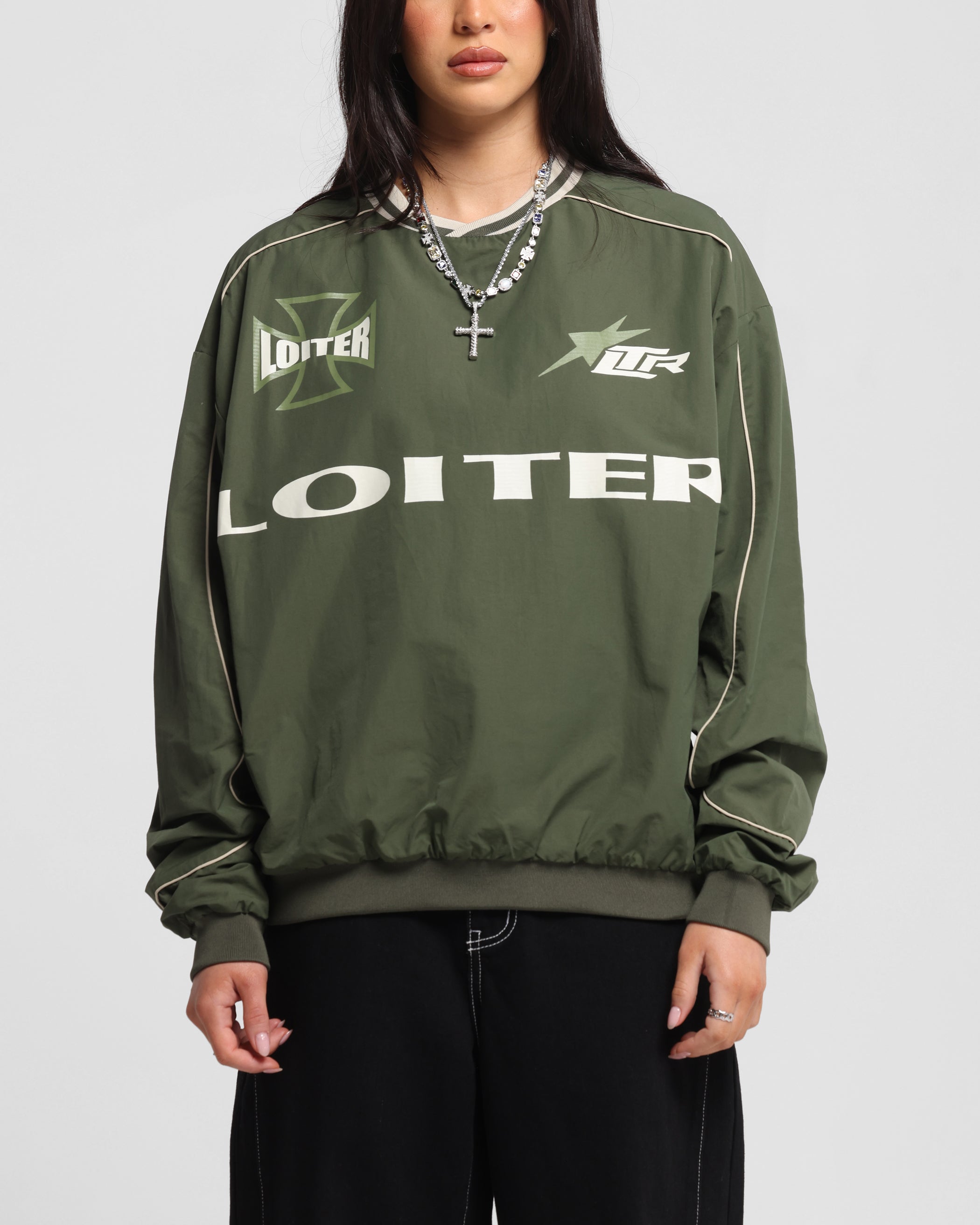 Loiter Racer Nylon Jersey Crewneck Dark Green、mySite、zt4zffjzw