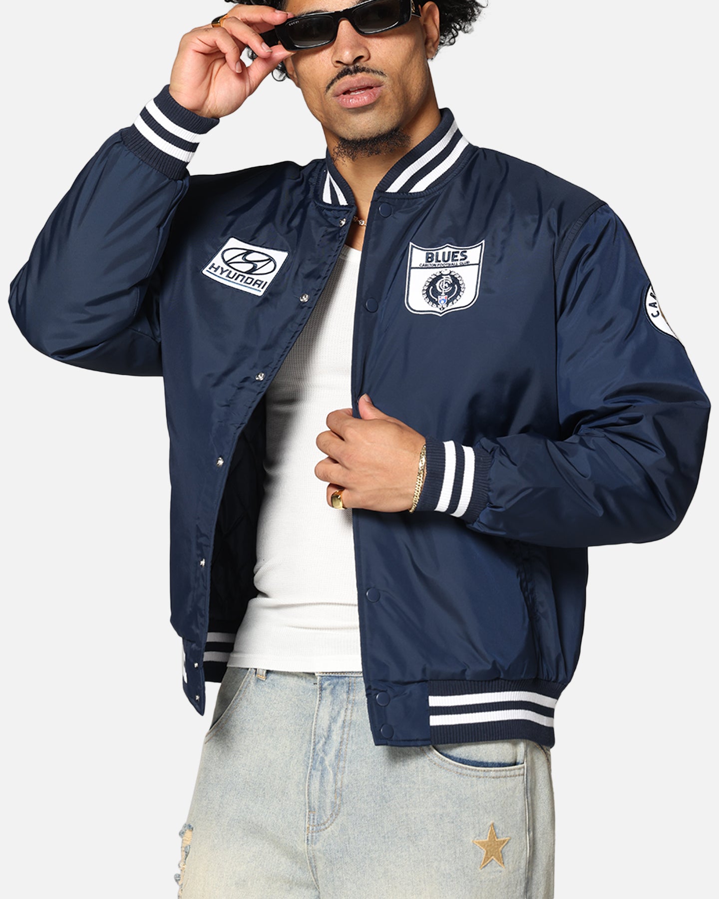 Mitchell & Ness Carlton Blues Team Bomber Jacket Navy、mySite、zt4zffjzw