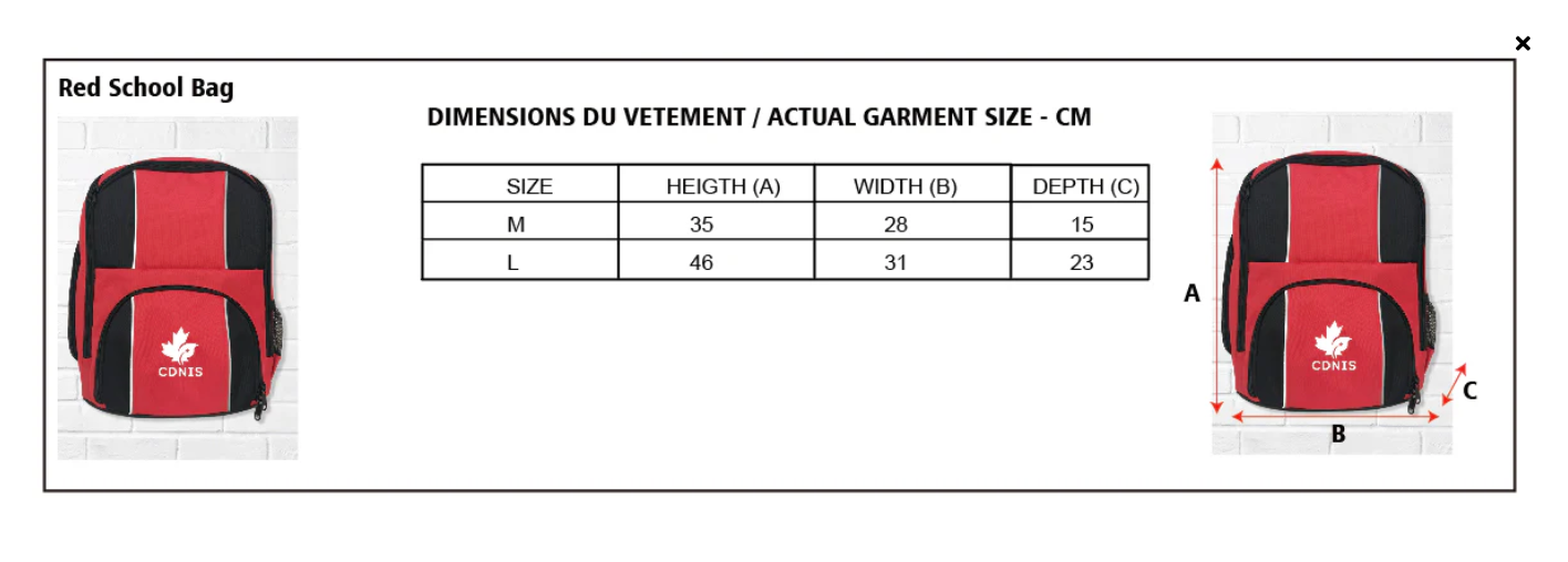 CDNIS Red School Bag、mySite、g9winljtr